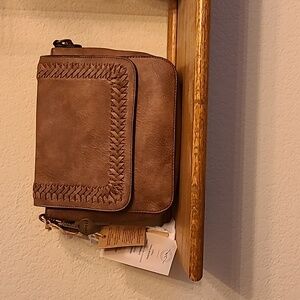 Ampere Tan Vegan Leather Messenger Bag New